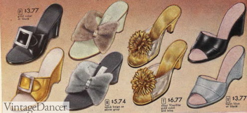 1950s boudoir slippers 1957 fancy mule slippers