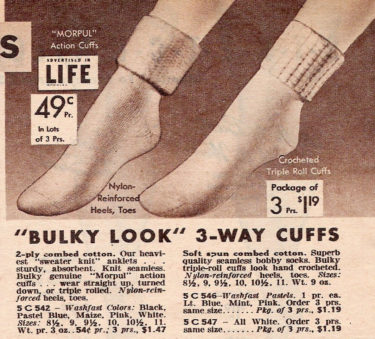 CHERUB summer short ankle socks Vintage 1950s UNUSED cotton & rayon SHOP SOILED 