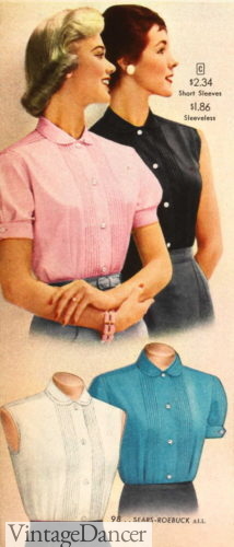 1950s shirt, tailored peter pan collar blouses