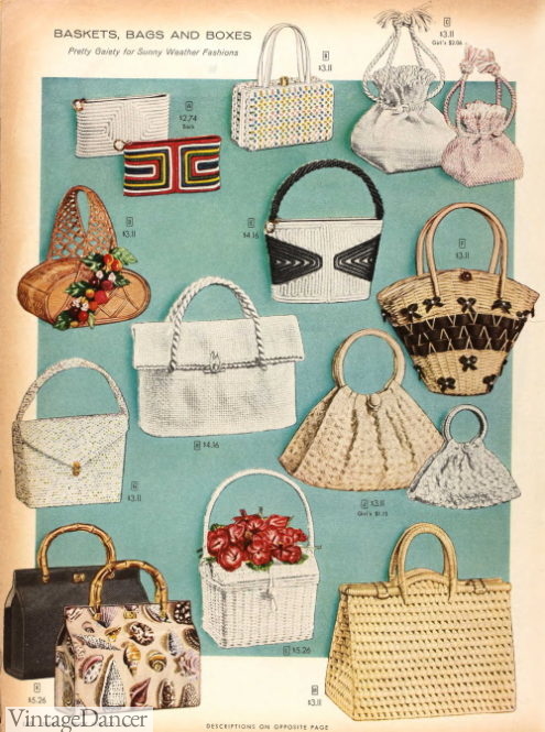 1957 summer bags handbags purse straw bamboo corded