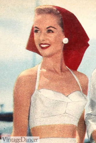 1950s halter bra top worn with matching shorts 1957