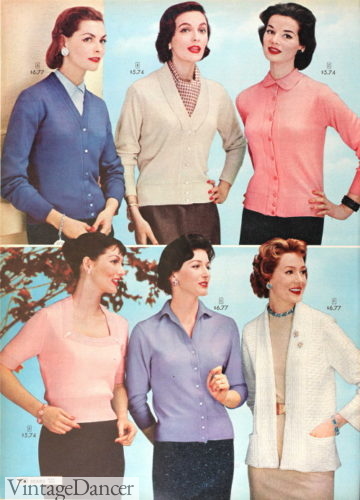 1950s sweaters ladies, 1957 sweaters and cardigans