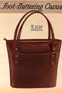 1957 zip top tote bag brown two handle handbag