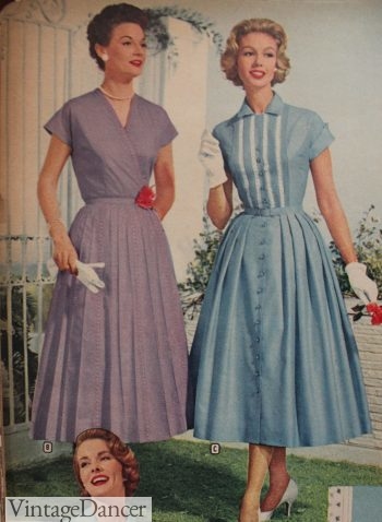1958 House dress or afternoon dress? Simple dresses blurred the lines between house work and going out 