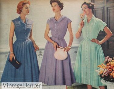 1958 pastel afternoon shirtwaist dresses 1950s shirtwaist dresses