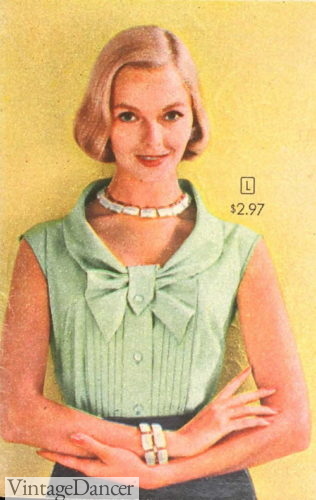 1958 round portrait collar blouse sleeveless summer