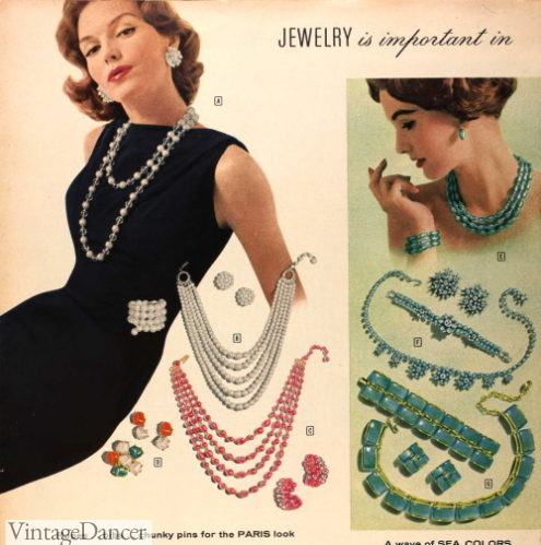 1950s jewelry necklaces 1958 pearl and gemstone jewelry