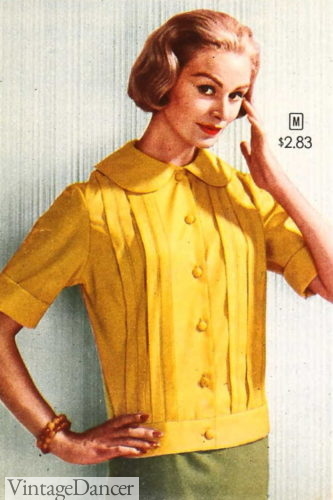 1950s large peter pan collar overblouses shirt button down 1960s 1960