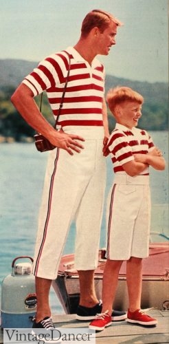 1958 men's beachcomber pants/ calf length shorts with striped polo
