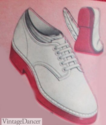 1950s mens white nubucks with red soles