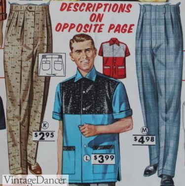 1958 tapered leg men's pants and bowling shirt