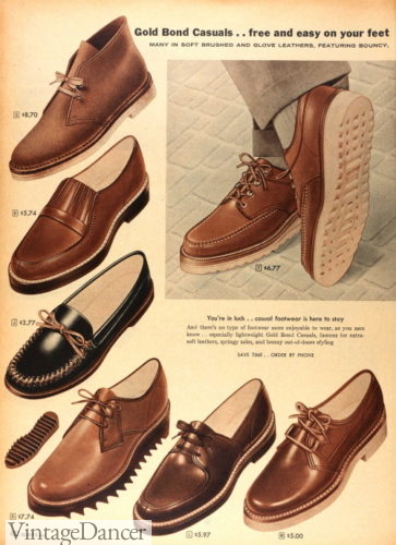 1958 mens crepe sole leather shoes 1950s men casual shoe guys teen boys