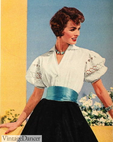 1958 puff sleeve peasant blouse