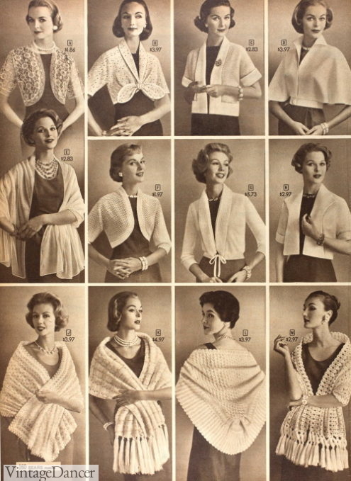 1958 knit shawls, wraps and scarves