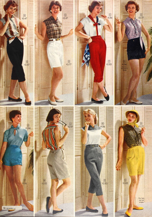 1958 casual summer outfits pants shorts capri