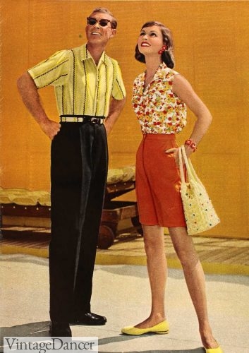 1958 Summer Couple Shorts Men Outfit Women Crop 353x500 