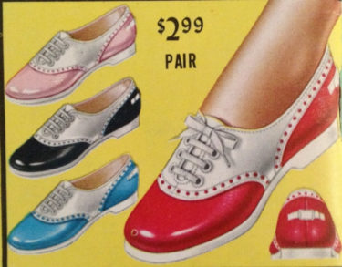 1950s saddle shoes red blue pink aqua