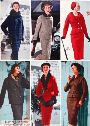 1950s winter suits women jackets with skirts