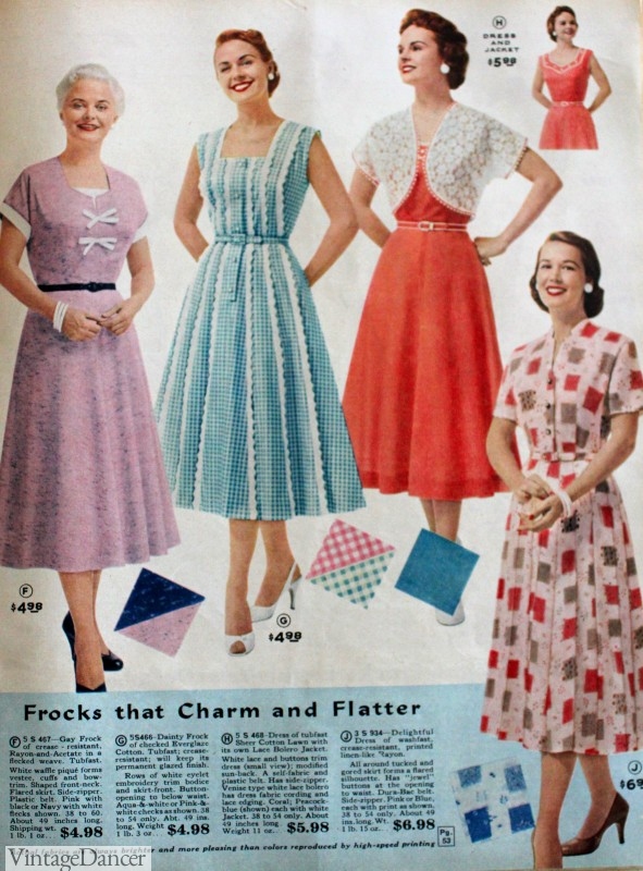 1950s plus size dresses for spring. Love the colors. VintageDancer.com/1950s