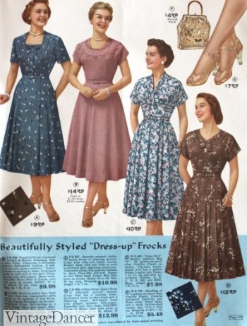 1950s fashion history women, 1959 House dress by Lane Bryant, plus size designer