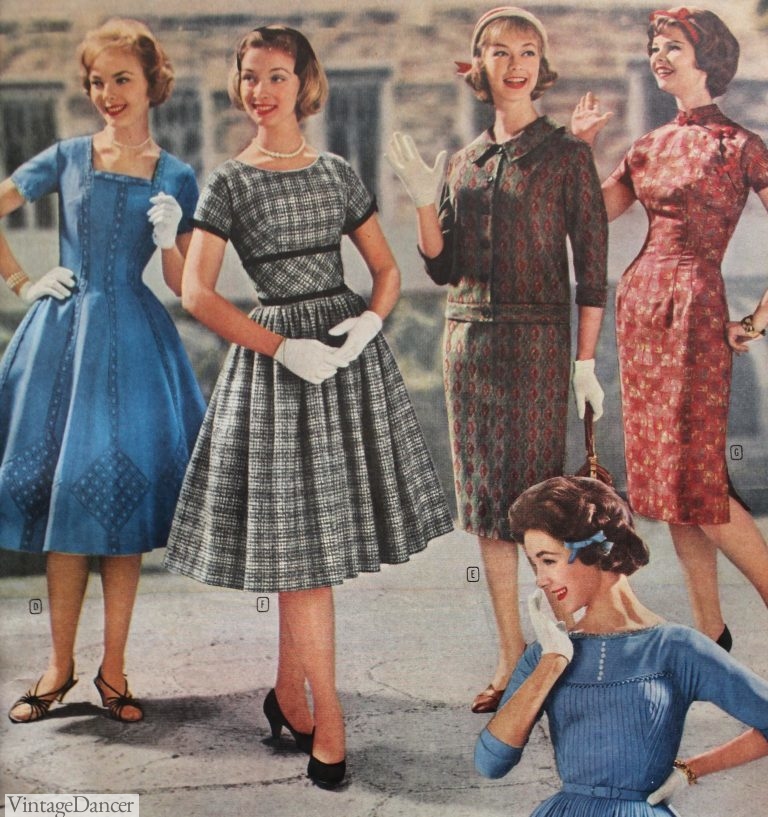Fifties Dresses: 1950sSwing to Wiggle Dress Styles
