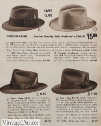 1959 Mens fedora hats