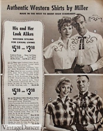 His and hers 1959 Matching Western Shirts for couples