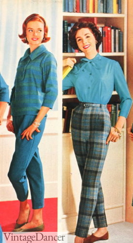 1959 cotton knit and plaid wool pants