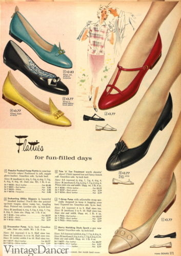 1959s flats shoes 1950s ballet no heels shoes footwear