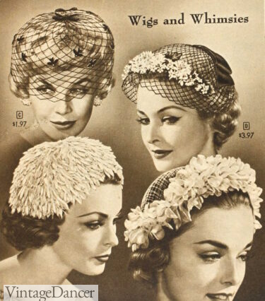 1950s net hats headwear 50s flower petal hats 