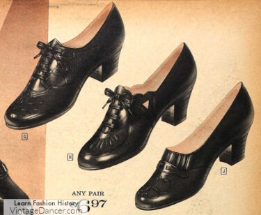 1950s oxford shoes for women. Older women's shoes. Working women's 50s shoes. 