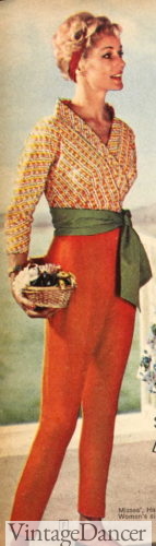 1959 orange pants with green sash belt the Toreador outfit