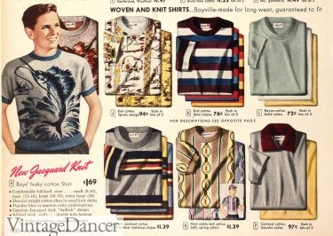 1959 mens teen boys knit shirts casual clothing tee shirts