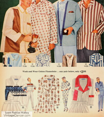 1950s mens summer pajamas and loungewear