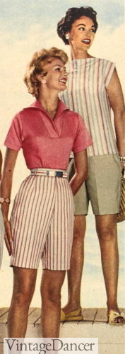 1959 striped walking shirts and mid length shorts