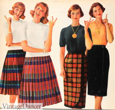 1950s 1960s  reversible pleated skirts and pencil skirts