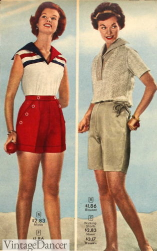1959 sailor shorts and mid length side tie shorts