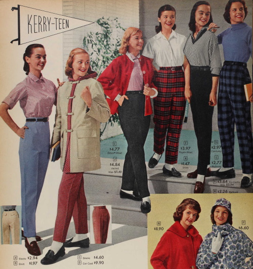 Women's 1950s Pants Cigarette, Capri, Jeans Fashion History