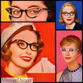 1959, heavy plastic frame eyeglasses cateye sunglasses at VintageDancer
