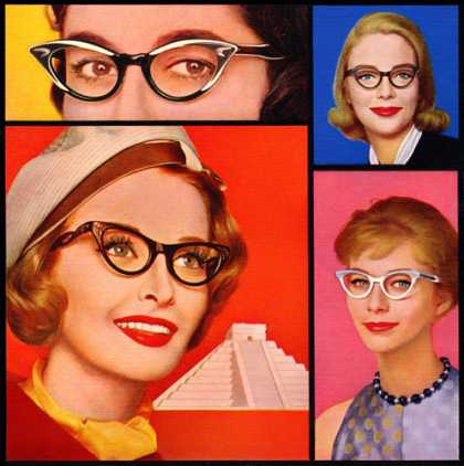 1959, heavy plastic frame eyeglasses cateye sunglasses at VintageDancer