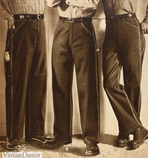 1959 mens workwear denim blue jeans