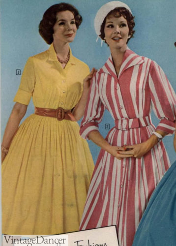 1960 full skirt shirtwaist dress