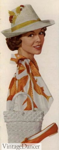 1960 goldfish print scarf with matching accessories