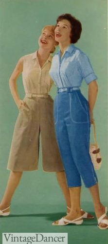 1960s Culottes and Pedal pusher pants slacks shorts