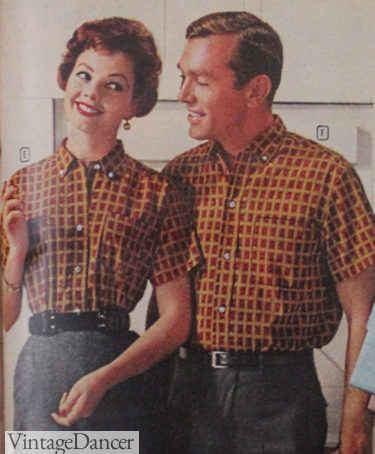 1960 couple's plaid shirts