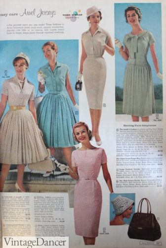 1960 afternoon dresses- swing and pencil shapes