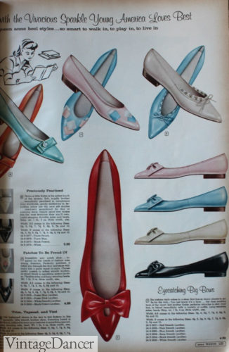 1960 pointy toe flats shoes