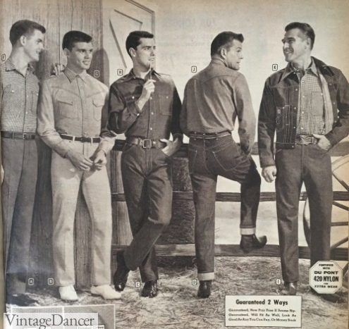 1960 mens Workwear- western pants, shirts and blue jeans