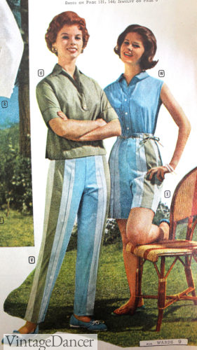 1960 casual stripes and solid pants and tops