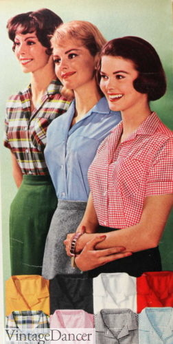 1960 classic button down shirt blouses